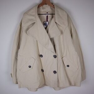 NWT Free People Highlands Solid Double Breasted Cotton Pea Coat Large 26.5x31